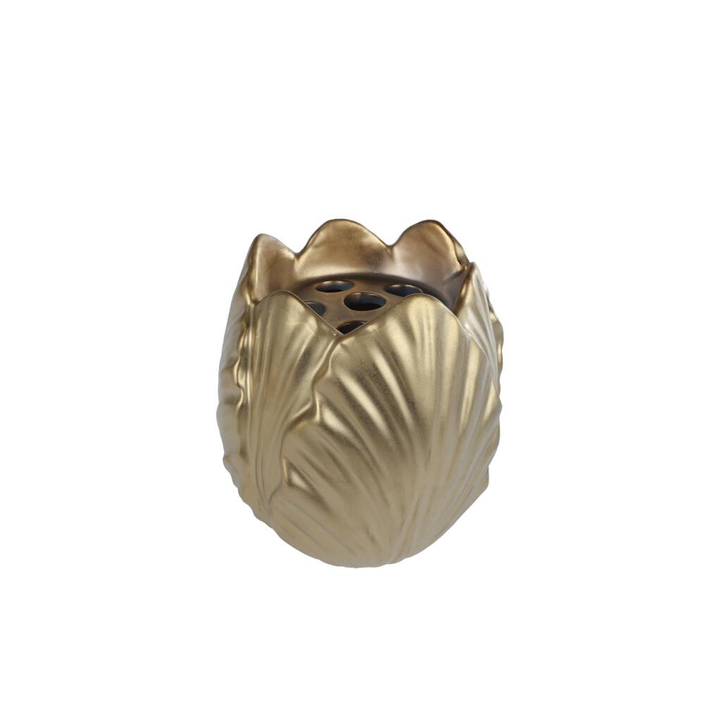 Aardewerken Vaas Tulp 15x15x16.4 cm Mat Goud