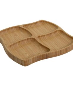 Bamboe Tapasbord met 4 Vakken 20x20x1.5 cm