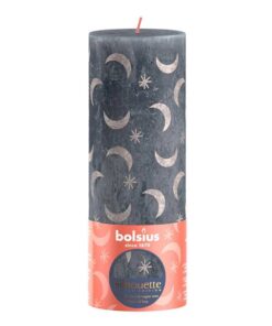 Bolsius Silhouette Stompkaars met Print 19x6.8 cm Leisteenblauw