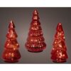 Decoratie Glazen LED Bomen 9x17.5 cm 3 Stuks Rood