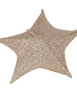 Decoratie Stoffen Kerstster 50 cm met 30 LEDs Goud