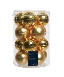 Decoris Glazen Kerstballen 8 cm 16 Stuks Goud