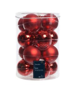 Decoris Glazen Kerstballen 8 cm 16 Stuks Rood