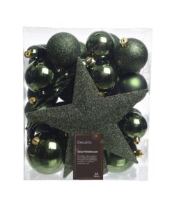 Decoris Kerstballen Mat/Glas/Glitter 33 Stuks Groen