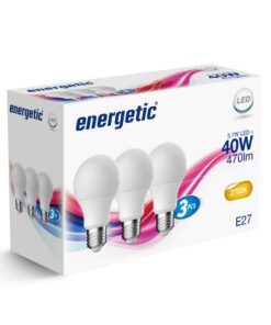 Energetic LED Bulb Lampen E27 40W 3 Stuks