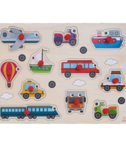 Engelhart Houten Knopjes Puzzel Voertuigen 11 Stukjes