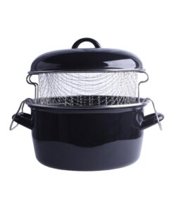 Frituurpan Emaille met Inzet 24 cm Zwart