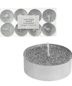 Glitter Theelichten 8 Stuks Zilver