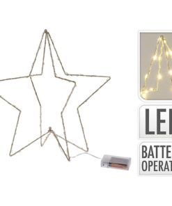 Goudkleurige Kerstster met Ledverlichting op Batterij 37 cm