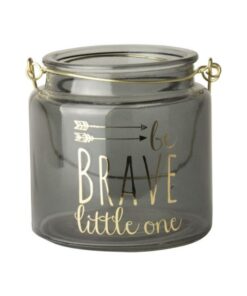 Gusta Glazen Waxinelichthouder Be Brave Little One 10 cm Grijs