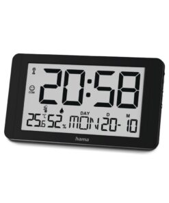 Hama Digitale DCF Wandklok Cuba + Thermometer en Hygrometer Zwart