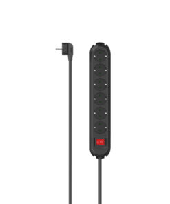 Hama Stekkerdoos 6-voudig 90&deg; Gedraaid Schakelaar Wandmontage 2 M Zwart