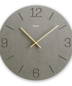 Hama Wandklok Kreta met Gegraveerde Cijfers 30 cm MDF/Grijs/Goud