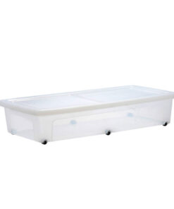 Iris Opbergbak met Wieltjes 38L 40x80x15 cm Transparant/Wit