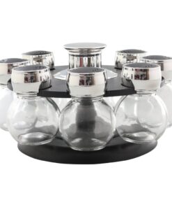 Kruidenrek Draaibaar + 8 Kruidenpotjes 21x12 cm Zwart