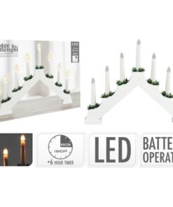 LED Kaarsenbrug met 7 LEDs Wit/Hout