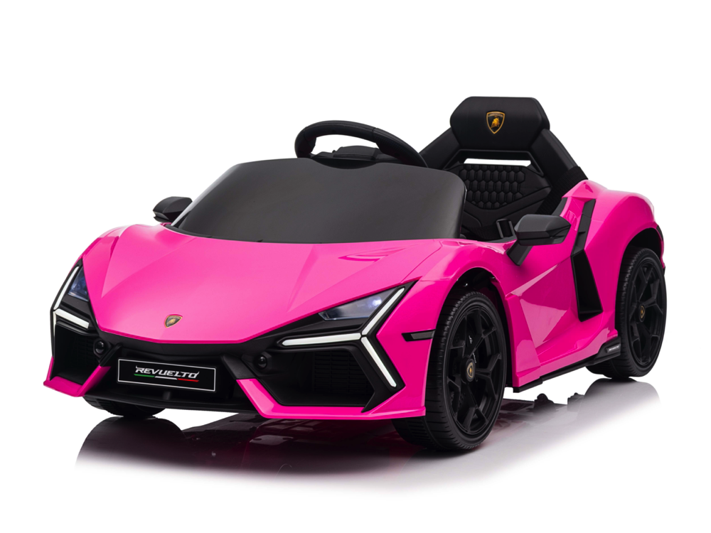 Lamborghini Revuelto elektrisch aangedreven auto voor kinderen 12 volt in het roze | Funz
