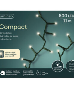 Lumineo Compact Kerstverlichting Binnen/Buiten 11M Groen 500 LEDs Warm Wit Dimbaar Timer IP44