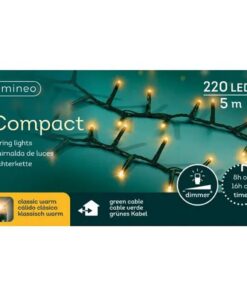Lumineo Compact Kerstverlichting Binnen/Buiten 5M Groen 220 LEDs Klassiek Warm Dimmer