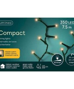 Lumineo Compact Kerstverlichting Binnen/Buiten 7.5M Groen 350 LEDs Klassiek Warm Dimmer Timer