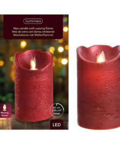 Lumineo Kerst Ledkaars met Dansvlam Rood 12 cm
