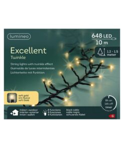 Lumineo LED Excellent Twinkle 648 LEDs 10 m Zwart Soft Gold Licht