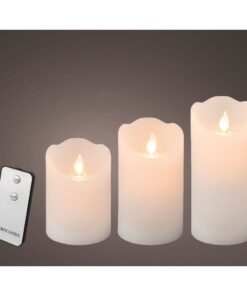 Lumineo LED Waving Kaarsen + Afstandsbediening 3 Stuks Wit