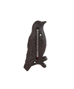 Metalen Buitenthermometer Vogel 17x8x1 cm Oud Bruin