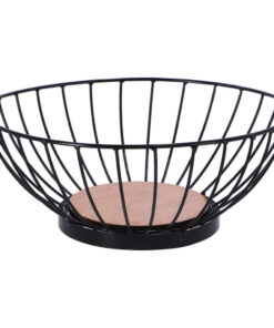 Metalen Fruitschaal 28 cm Zwart/Hout