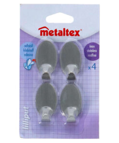 Metaltex Ovalen Plakhaken Klein 4 Stuks RVS
