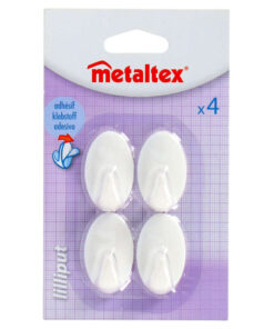 Metaltex Ovalen Plakhaken Klein 4 Stuks Wit