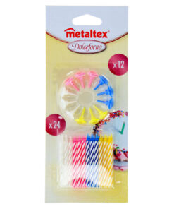 Metaltex Taartkaarsen 24 Stuks + 12 Houders