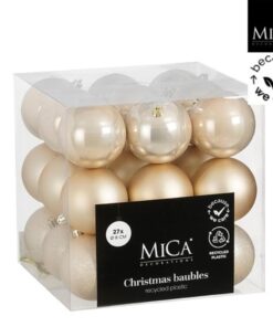 Mica Decorations Kerstballen Onbreekbaar 8 cm 27 Stuks Cr&egrave;me