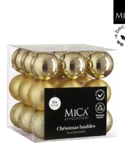 Mica Decorations Kerstballen Onbreekbaar 8 cm 27 Stuks Goud