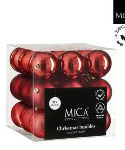 Mica Decorations Kerstballen Onbreekbaar 8 cm 27 Stuks Rood