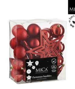 Mica Decorations Kerstboom Decoratie Onbreekbaar 40 Stuks Rood