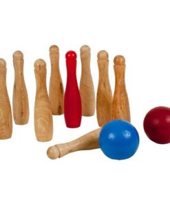 Outdoor Play Houten Tuin Bowlingset met 9 Kegels en 2 Ballen