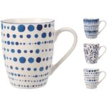 Porseleinen Beker Blue Bay 350 ml Assorti Blauw/Wit