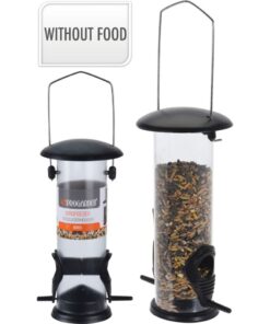 Pro Garden Vogelvoerhouder voor Zaden 10x23 cm Transparant/Zwart