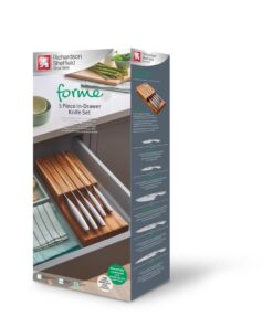 Richardson Sheffield Forme Acacia Houten Messenblok voor Lade 5-delig RVS/Zilver