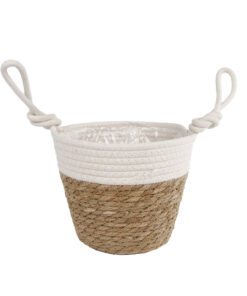 Rieten Plantenmand Blois 20x14x30 cm Naturel/Wit