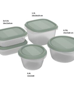 Rotho ELEMENTS Koelkast Bewaardoos Set 5-delig Mistletoe Groen/Transparant