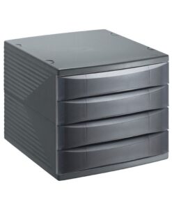 Rotho Quadra Ladenbak met 4 Dichte Lades A4 Antraciet