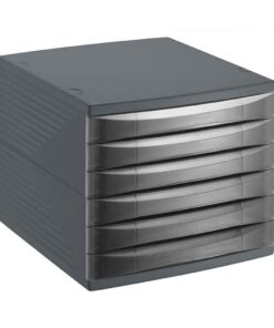 Rotho Quadra Ladenbak met 6 Dichte Lades A4 Antraciet