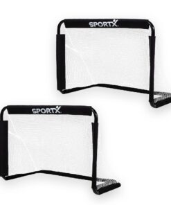 SportX Metalen Voetbaldoelen 78x56x45 cm 2 Stuks Zwart