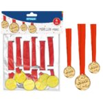 Stylex Metalen Medailles Winner 6 Stuks Goud/Rood