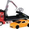 Toi-toys Sleepwagen met Auto Rood/oranje Metal