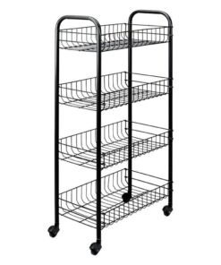 Tomado-Metaltex Keuken/Badkamer Opbergtrolley Pisa met 4 Manden Zwart
