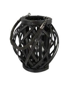 Windlicht Hamada 22 cm Zwart/Bamboe