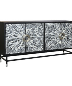 Dientafel DKD Home Decor 160 x 40 x 80 cm Zwart Grijs Wit Bot Hars Hout MDF